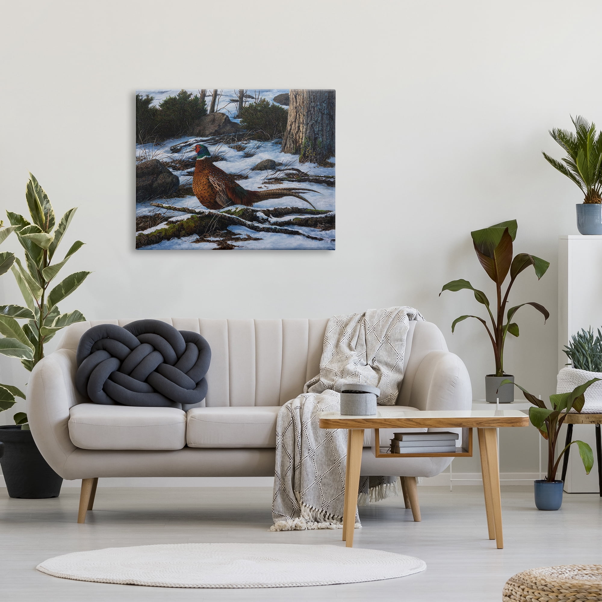 Stupell Industries Pheasant in Snowy Woods Animals & Insects Painting Gallery Wrapped Canvas Art Print Wall Art, 40 x 30