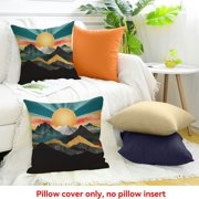 Pratyus Square Cushion Cover Mountains Sun Sky Home Sofa Couch Decor Set of 1 Pillow Covers 18x18in