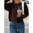 thumbnail image 4 of Women's Comfortable Solid Round Neck Loose Drop Shoulder Cardigan Sweater Top, Autumn Fashion Casual Outfit Fall, 4 of 10