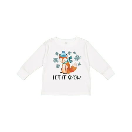 

Inktastic Let It Snow Cute Orange Fox in Hat and Scarf Gift Toddler Boy or Toddler Girl Long Sleeve T-Shirt