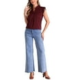 thumbnail image 2 of INSPIRE CHIC Women's Ruffle Sleeveless V Neck Blouse Solid Elegant Shirt, 2 of 6