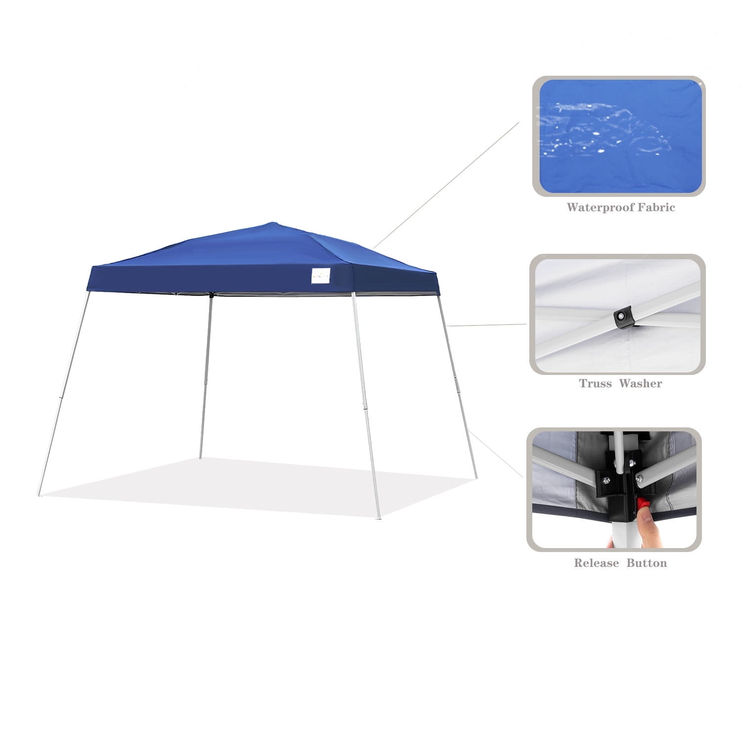  Oneofics Canopy Tent, 10X10 FT Pop Up Canopy Outdoor Instant  Tent Slant Legs with Carrying Bag, Portable Gazebo Shelter for Patio Deck  Garden and Beach - 8X8 FT Canopy Cover 