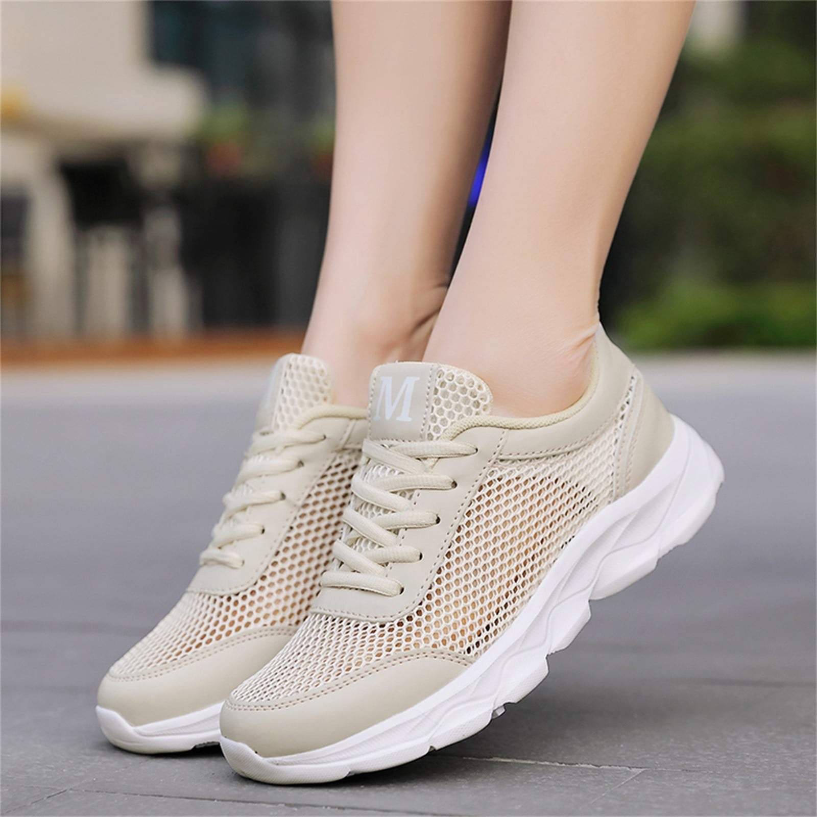 Lightweight Women's Sneakers Ladies Flats Lace Up Breathable Mesh