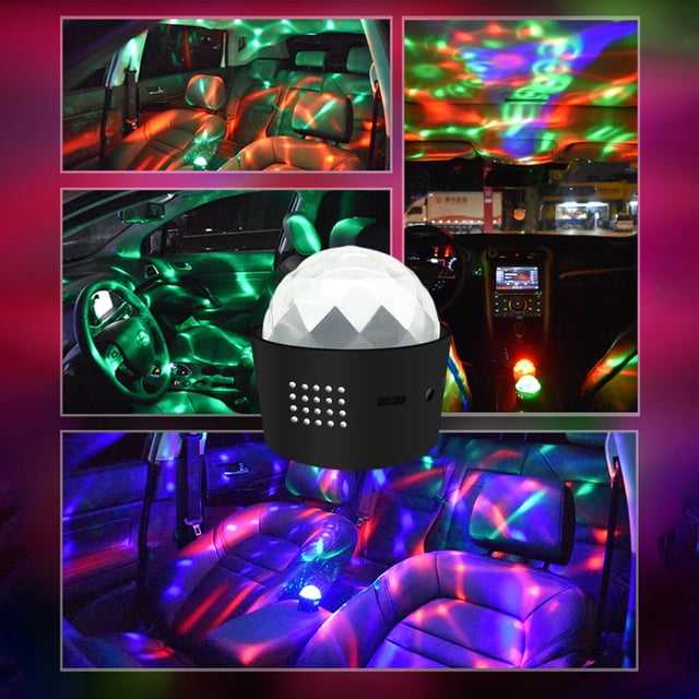 EGNMCR Portable LED Stage Light Crystal Ball USB Charging Voice Activated Car
