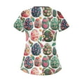 thumbnail image 5 of Scrub Top For Women，Scrubs for Women Trendy Easter Printing Plus Size Scrubs Tops Casual V Neck Short Sleeve Uniform with Pocket，Watermelon Red，XXXXXL, 5 of 5