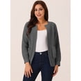 thumbnail image 3 of DARING DIVA Women's Open Front Knitted Casual Cardigan with Pockets M Dark Grey, 3 of 5