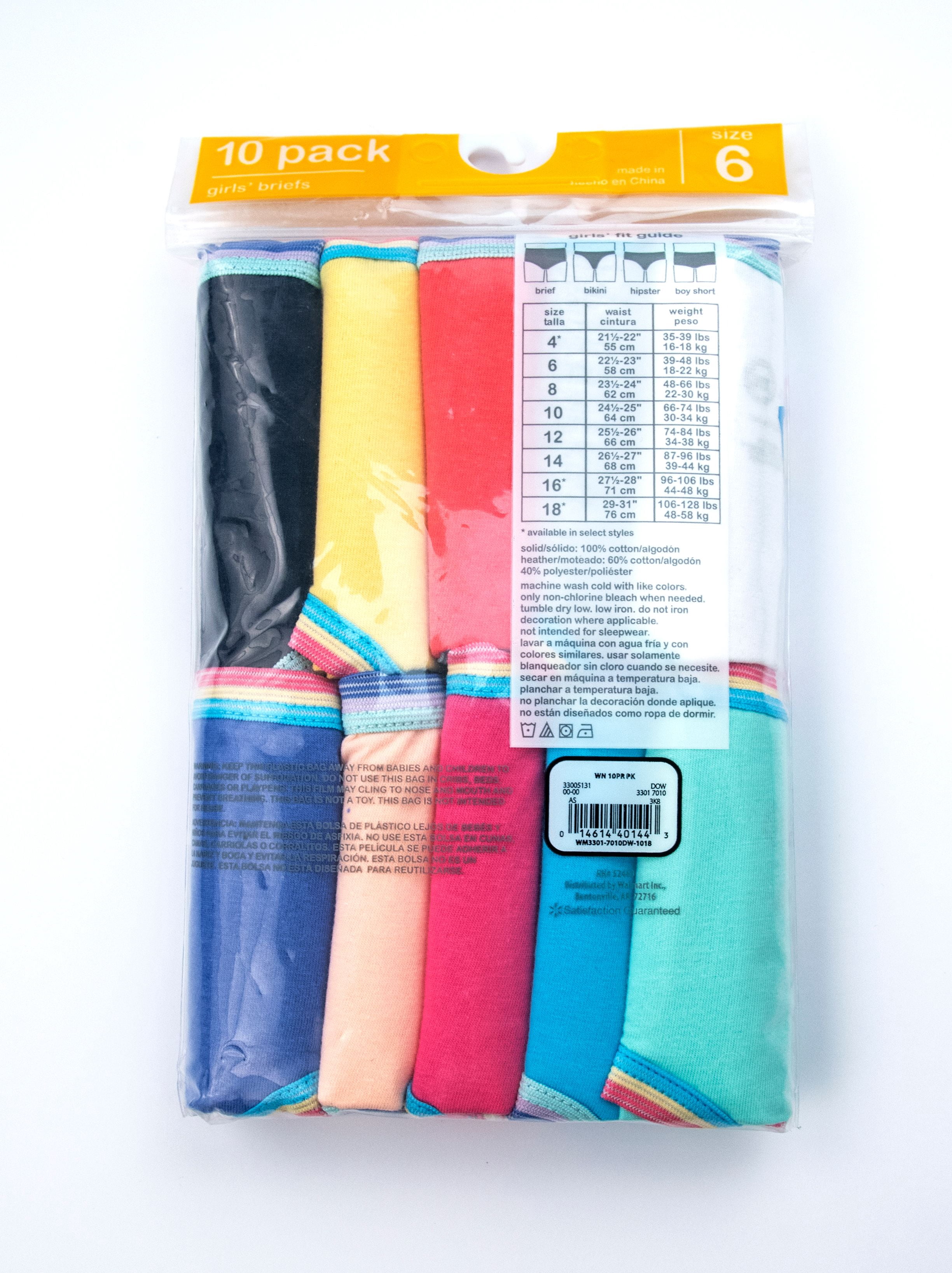 Wonder Nation Girls Hipster Underwear 10-Pack, Sizes 4-18