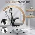thumbnail image 2 of Ergonomic Mesh Office Chair – High Back, 4-Level Adjustable Lumbar, 2D Adjustable Headrest, Reverse-Up Arms, Heavy Duty Metal Base, Swivel Rolling Wheels – Home Office Task Chair, Grey, 2 of 7