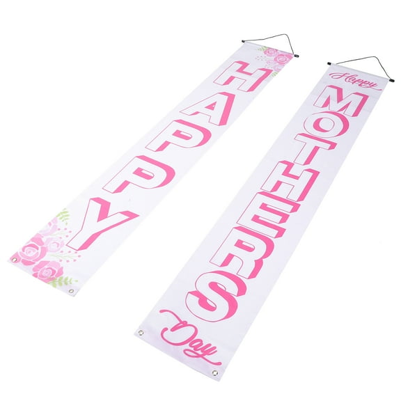 Mothers Day Banner Party Decoration Home Emblems Decorate Parent-child Pink Polyester