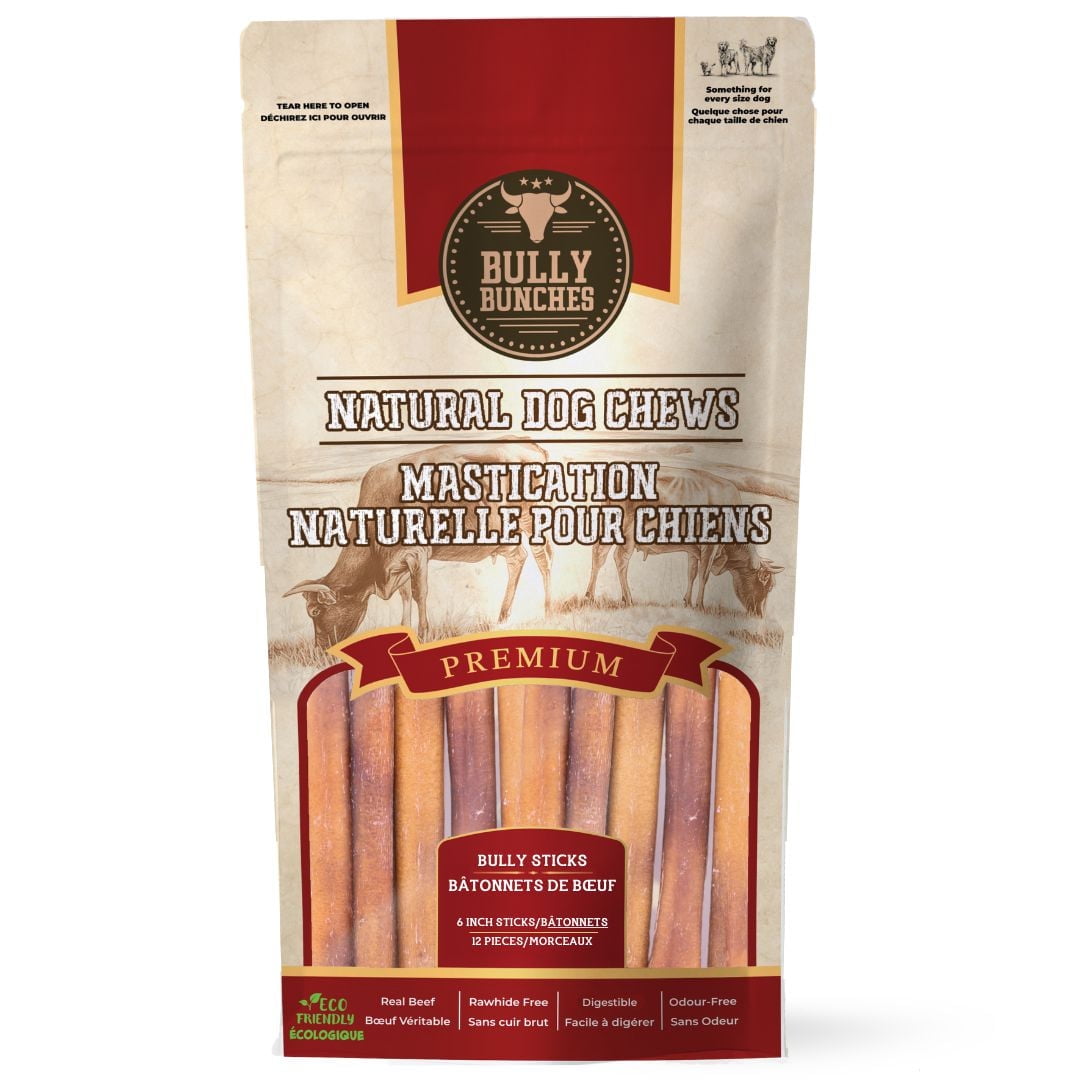 6 Inch Premium Bully Sticks Value Pack, Premium Bully Sticks - 12 Pack
