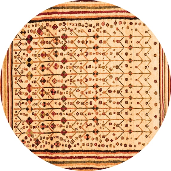Ahgly Company Indoor Round Abstract Orange Contemporary Area Rugs, 3' Round