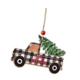 thumbnail image 4 of Adornos navideños de madera, adornos colgantes para coche, camión navideño de madera Coche negro, 4 of 9