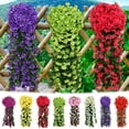 thumbnail image 4 of HengDidi Artificial Violet Hanging Flowers 85cm Silk Flower Vines for Home Garden Wedding Decoration, 18-Head Hydrangea Fake Plants Wall Decor for Balcony Indoor Outdoor Artificial Plants Green, 4 of 4