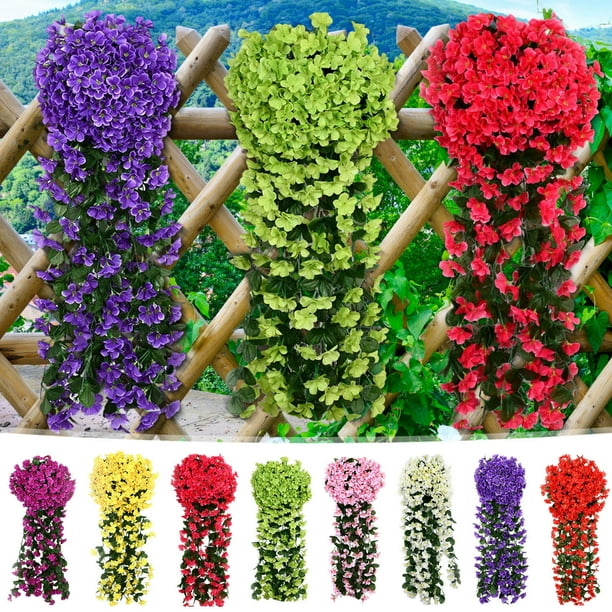Flor de Seda Violeta Simulada para Colgar En La Pared, Flores Artificiales Decorativas para Balcón y Pared, Ramo de Hortensias de Seda, con Descuento para Decoración de Jardín.
