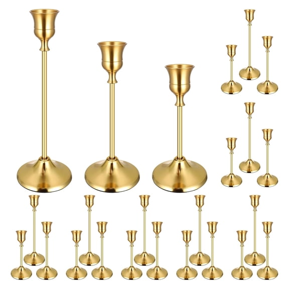 24 Pcs Gold Taper Candle Holders Set, Vintage Metal Candlestick Holders Table Centerpiece for Wedding Christmas Valentine's Day Fireplace Festive Mantel Decoration