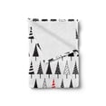 thumbnail image 2 of Christmas Soft Flannel Fleece Blanket, Sharp Triangle Winter Season Trees with Striped and Dotted Patterns, Cozy Plush for Indoor and Outdoor Use, 50" x 70", Charcoal Grey Vermilion, by Ambesonne, 2 of 5