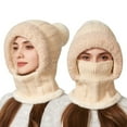 thumbnail image 2 of CYSFASHION 3 In 1 Beanie Hat for Women Fall Fashion Women's Hats & Caps Face Mask Cozy Winter Scarves Beige, 2 of 8