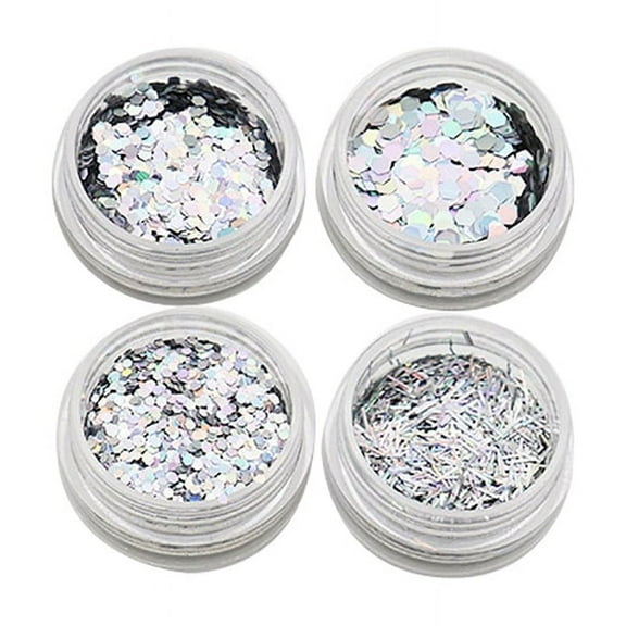 Ruanlalo 4 Boxes Glittering Hexagon Linear Nail Art Sequins DIY Manicure Beauty Decors