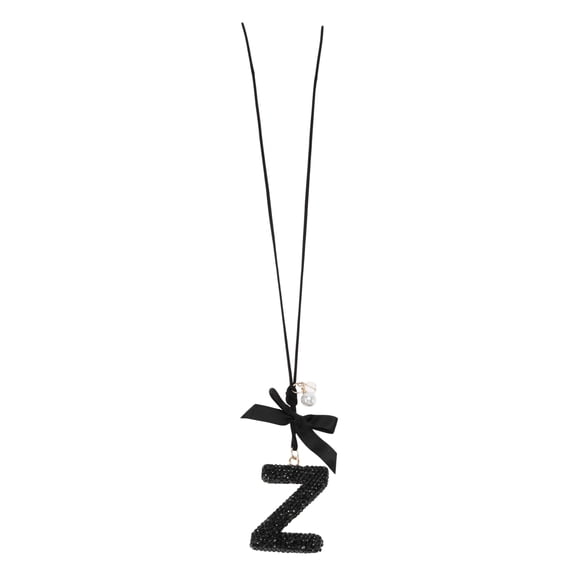 Unique Bargains 1 Pcs Metal Rhinestone Bowknot Diamond Letter Z Car Rear View Mirror Pendant Accessories Car Hanging Ornament Black