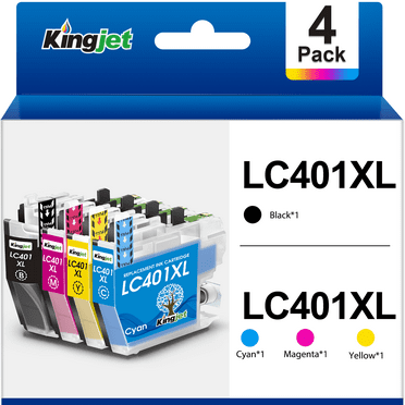 LC401XL Ink Cartridge for Brother LC401 Ink Cartridge for LC401 Brother Ink (Black Cyan Magenta Yellow, 4 Pack)