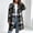 Black, variant on Women's Casual Plaid Shacket Jacket Button Down Long Coats with Pockets Fall Winter Warm Comfy Outfit