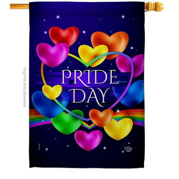 Ornament Collection H192601-BO My Heart Pride Support 28 x 40 in. Double-Sided Decorative Vertical House Flags for Decoration Banner Garden Yard Gift