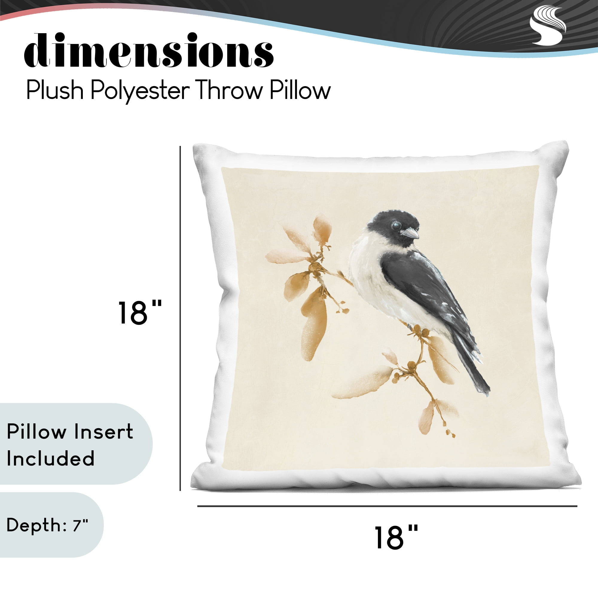 Stupell Industries Subtle Watercolor Chickadee Decorative Printed Throw Pillow, design by Diannart