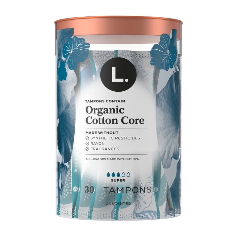 L. Organic Cotton Tampons 30 Count with BPA-Free Applicator