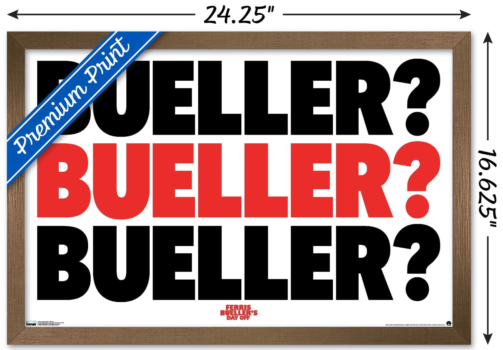 Ferris Bueller's Day Off - Bueller Wall Poster, 14.725" x 22.375", Framed
