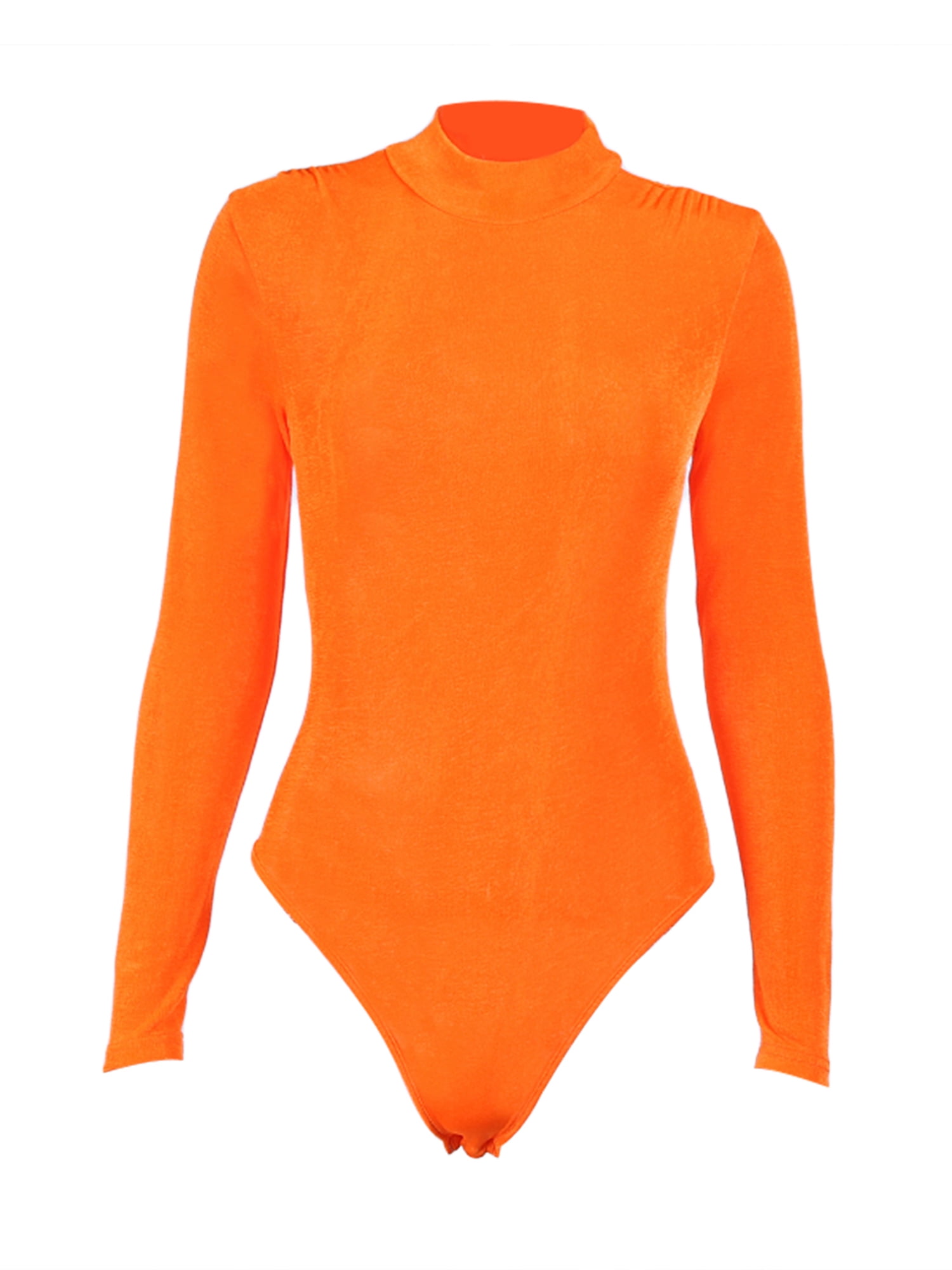 Women 's Turtleneck Bodysuit Solid Color Long Sleeve Romper Velvet