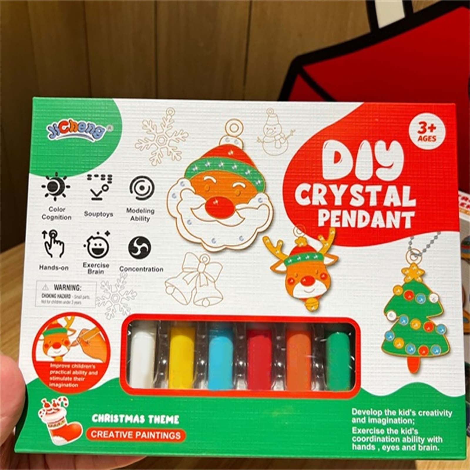  DIY Crystal Paint Arts and Crafts Set, 2023 New Cartoon  No-Baking Crystal Glue Painting, DIY Handmade Watercolor Painting kit,  Coloring Pendant Christmas Gift for Kid's (A)