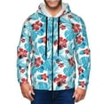 thumbnail image 4 of JUNZAN Hawaiian Style Print Men's Zip Up Hoodie Athletic Hoodies Long Sleeve Hooded Sweatshirts With Pockets (S-3XL), 4 of 6
