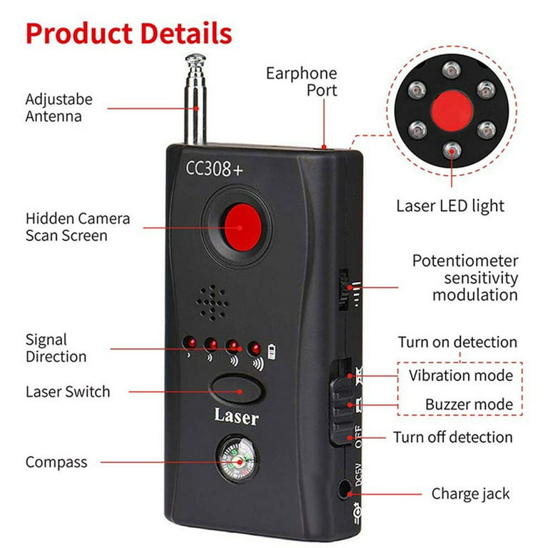 Wireless Camera Lens Signal Detector CC308 Radio Wave Signal Detect Camera Full range WiFi RF Tracker GSM EU