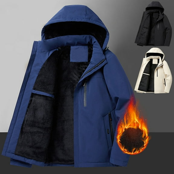 DUMUIELD Big and Tall Mens Winter Coats with Removable Hood Insulated Puffer Jacket Thicken Puffy Warm Down Coat Windbreaker Parkas Khaki,XXXXXL