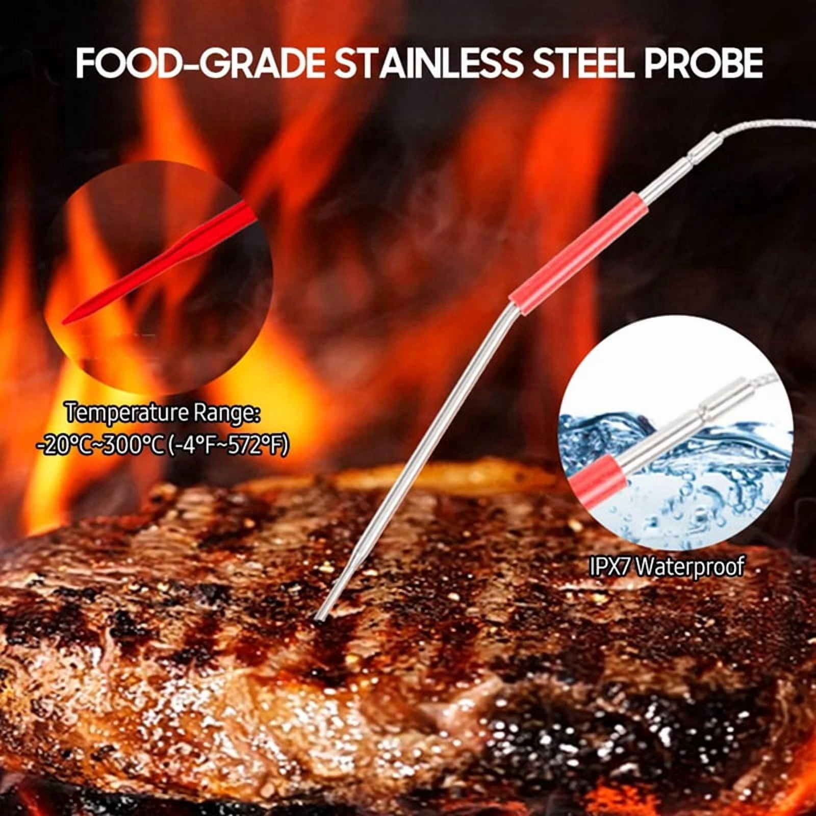 Digital Barbecue Meat Thermometer for Oven Thermomet with Timer 4 Probes Temperature Alarm Kitchen Thermometer(A)