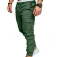 thumbnail image 5 of Men Casual Solid Color Pockets Waist Drawstring Ankle Tied Skinny Cargo Pants, 5 of 7