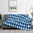 thumbnail image 2 of Yiaed Blue Squares Print Blanket Throw Blanket Soft Cozy Flannel Blanket for Home Bed Sofa Couch Chair-50"x40", 2 of 6