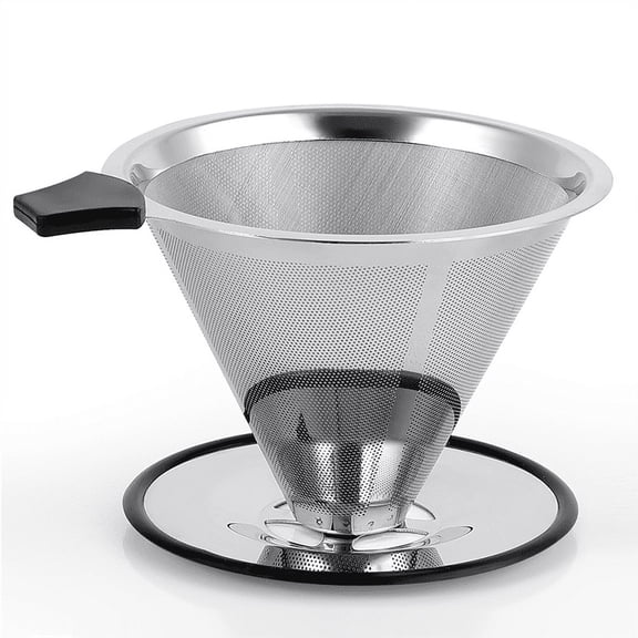 Stainless Steel Cone Coffee Dripper, Slow Drip Coffee Filter, Paperless and Reusable, Ultra Fine Micromesh Filter,1 x Coffee funnel,Silver