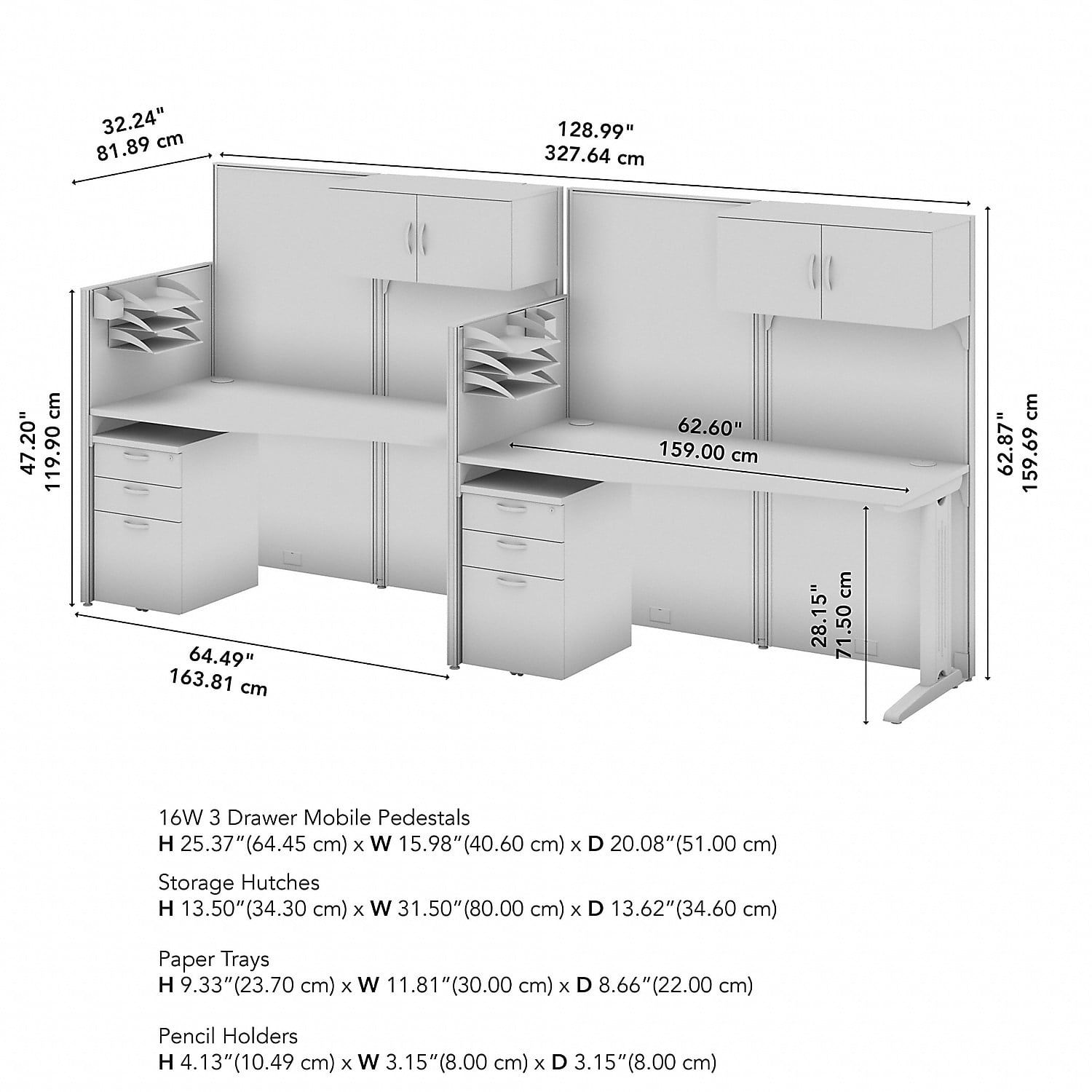 Office in an Hour 2 Person Cubicle Desk Set in Mocha Cherry - Engineered Wood