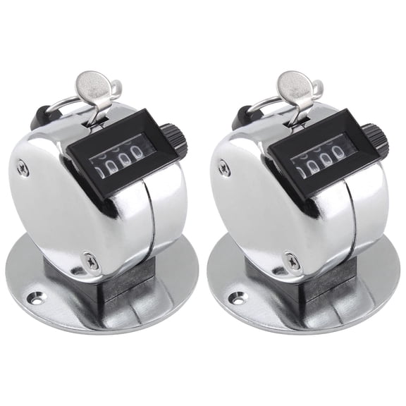 Hand Tally Counters, 4 Digit Mechanical Palm Counter Handheld Number Click Counter Tally Clicker Counter for Sports Games(2pc)Thickened metal base