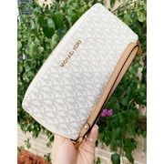 Michael Kors Jet Set Travel Continental Wallet Long Vanilla Signature Mk