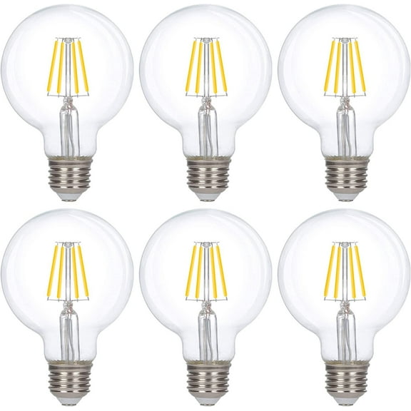 Simba Lighting LED Edison G25 Globe 6W 60W Equivalent Light Bulbs 120V E26 Base Dimmable 4000K, 6 Pack