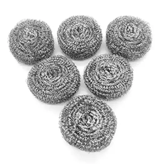 OFEFE 20 Pack Stainless Steel Wool Scrubber - Heavy Duty Scouring Pads for Kitchen, Grill, Oven, Pots & Pans - Rustproof & Reusable Cleaning Pads with Ergonomic Grip (2.3", Silver)