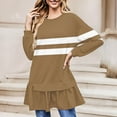 thumbnail image 2 of hotojiny Womens Sweatshirts Trendy Stripes Patchwork Crewneck Pullover Long Sleeve Ruffle Hem Oversized Teen Girls Flowy Top, 2 of 5