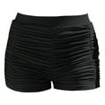 thumbnail image 3 of Prolriy Swim Shorts Women Plus Size High Waist Bikini Bottoms Swim Briefs Beach Shorts Ruched Bottom High Cut Swim Bottom Full Coverage Swimsuit Bottom Sports Yoga Shorts for Women Black XXL, 3 of 4