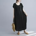 thumbnail image 6 of Ashirexll Womens Summer Dresses, Flowy Dresses for Women, Summer Plus Size Round Neck Loose Casual Mid-Length Dress, 6 of 6