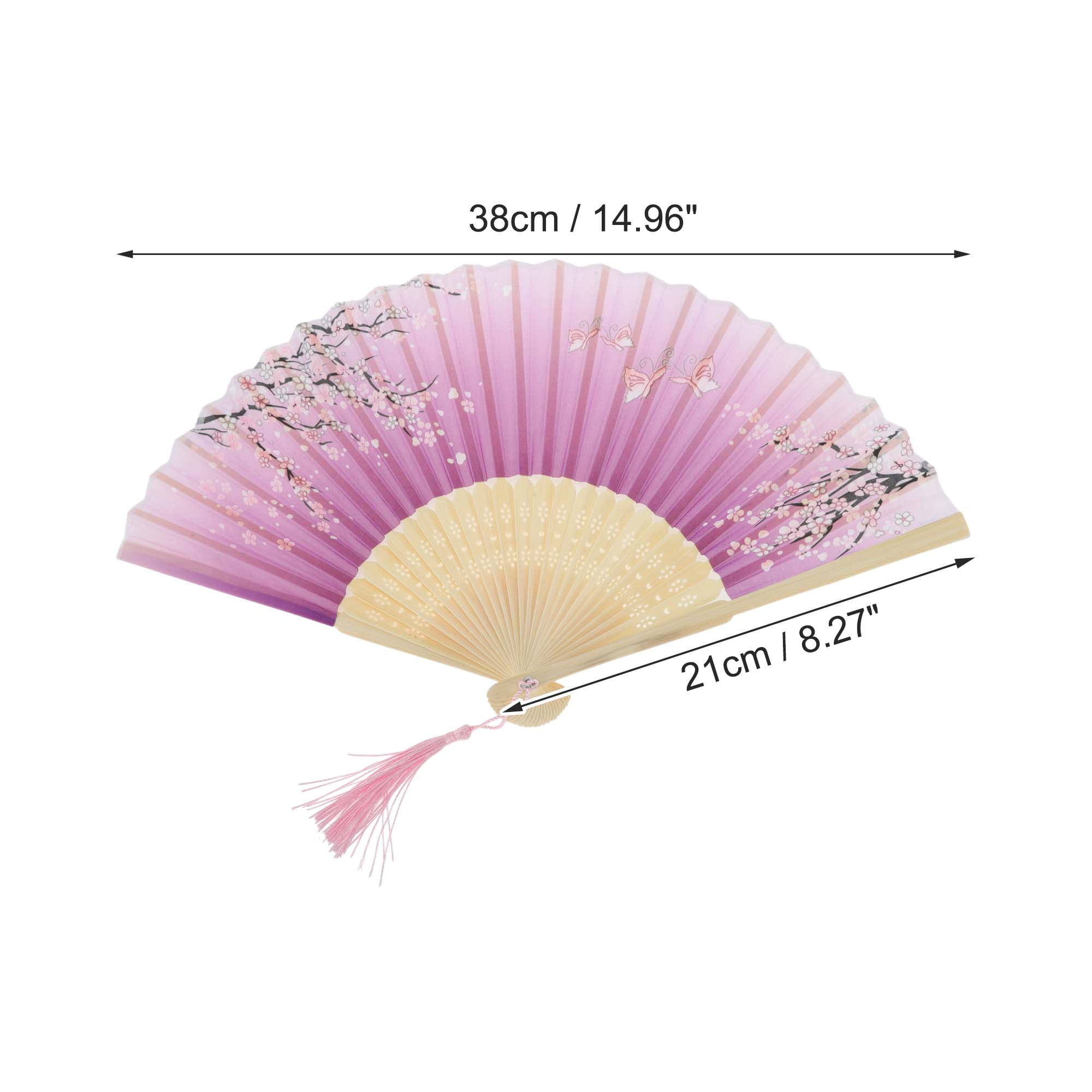 Unique Bargains Ancient Style Folding Fan 1Pc Deep Purple [Dreamy Cloud Blossom Pattern]