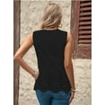 thumbnail image 6 of Women'S Eyelet Embroidered Sleeveless Blouse V Neck Casual Summer Shirt Tops Black M, 6 of 7