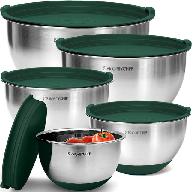 Set de bowls para mezclar de acero inoxidable Priority Chef con tapas