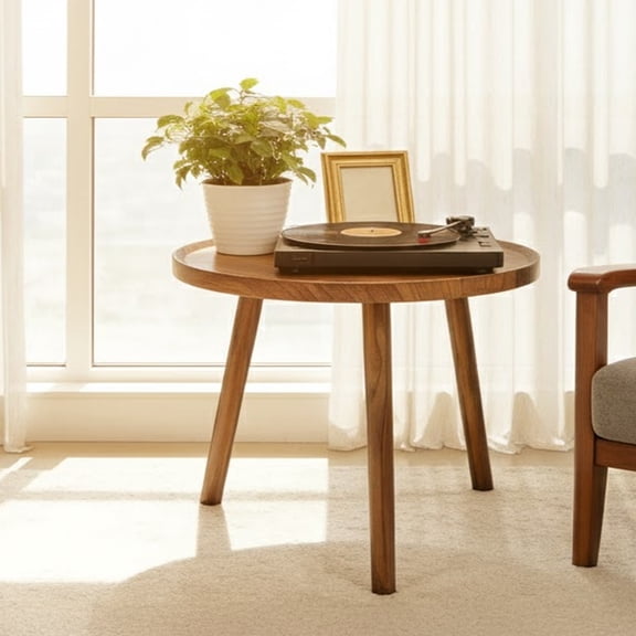 15.75" Small Round Side Table, Round Wooden End Table, Modern Table End Circle Coffee Table for Living Room Bedroom Office and Small Spaces